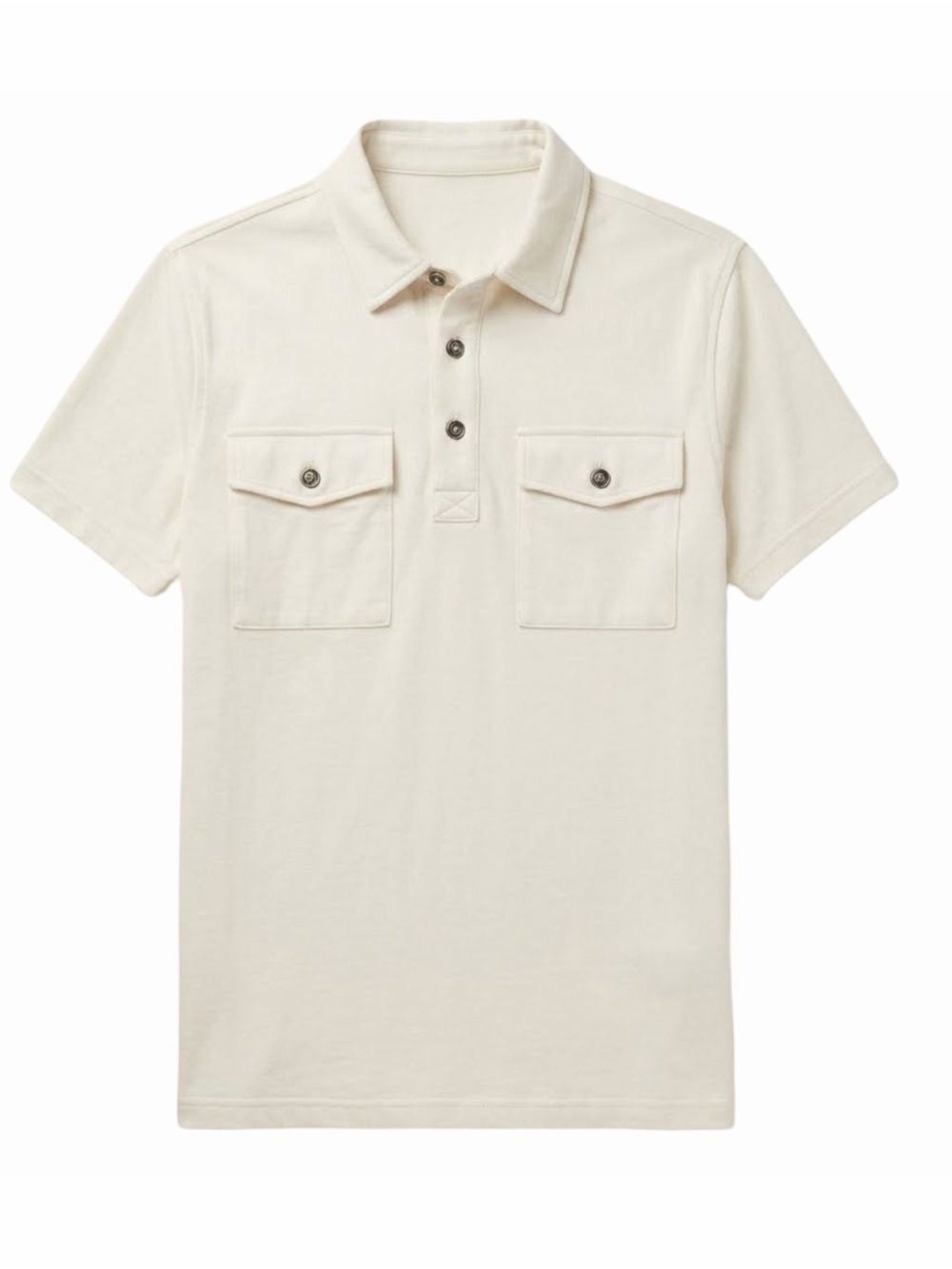 APT 9 • Slightly Off White Short-Sleeve Polo Shirt with Chest Pockets